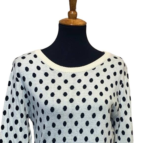 41 Hawthorne Womens Medium 100% Cotton Long Sleeve Polka Dot Crew Neck Sweater - Picture 2 of 5